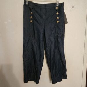 Deja Bleu Sailor Style Wide Leg Pants Size PXL NWT (Missing Button), Inseam 25"